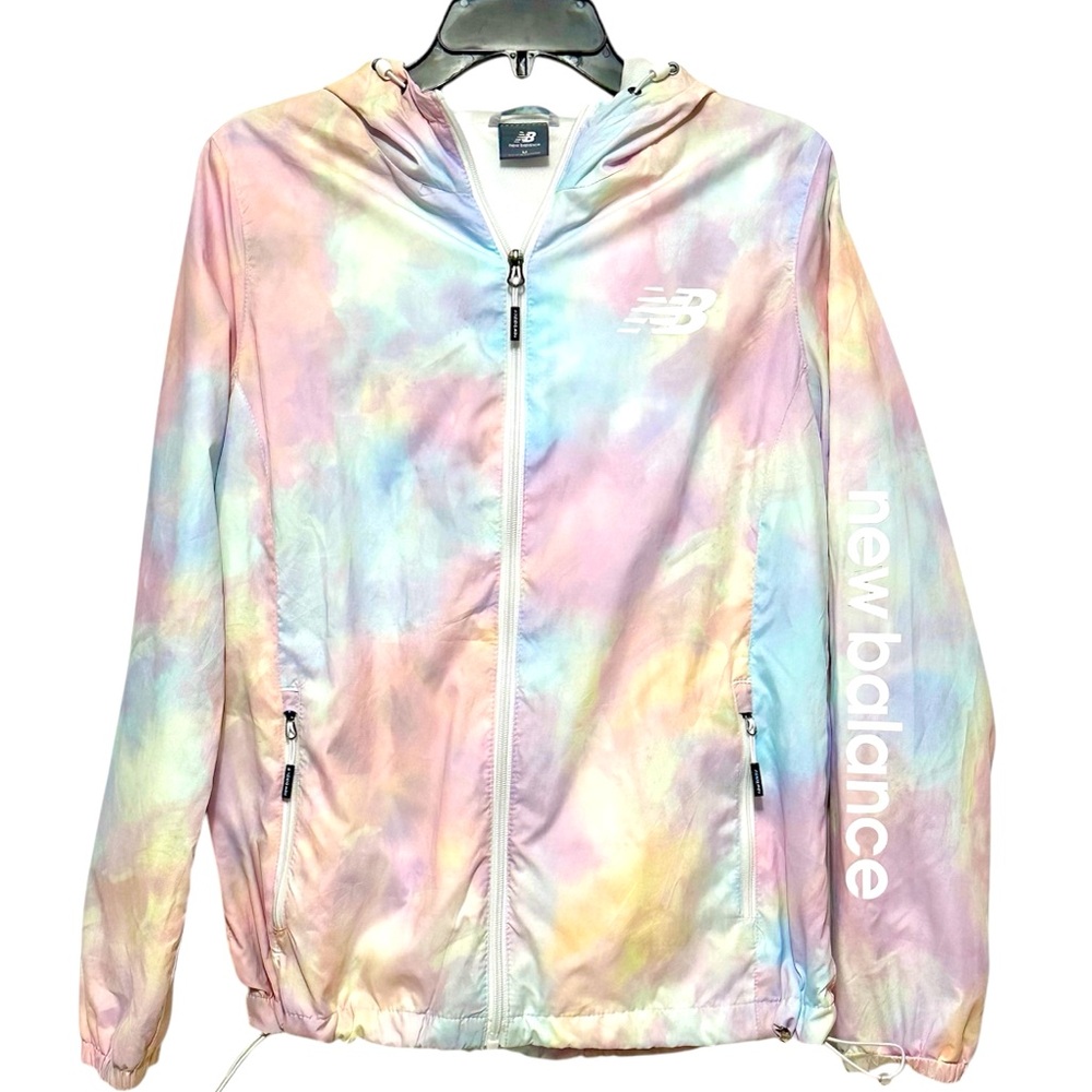 New Balance Pastel Tie-Dye Windbreaker Hooded Full Zip M